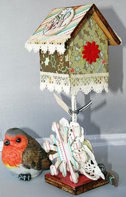 seasons greetings altered birdhouse.