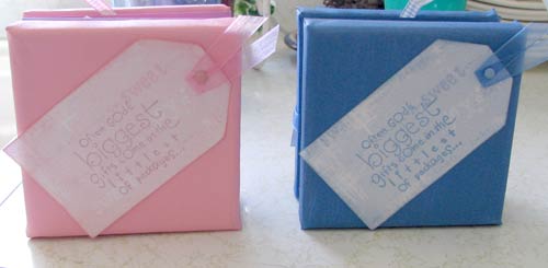 two canvas scrapbook mini albums