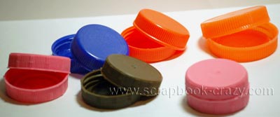 milk bottle tops for scrapbook