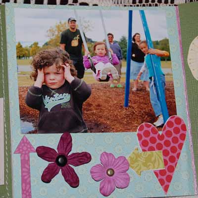 family scrapbook mini album - at the park on the swings
