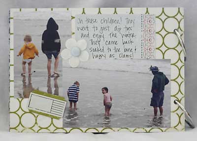 making memories scrapbook - getting wet on the beach