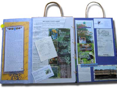 wine tour memory book made from a paper bag