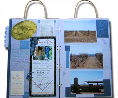 a paper bag mini album of Andrea's wine tour in texas